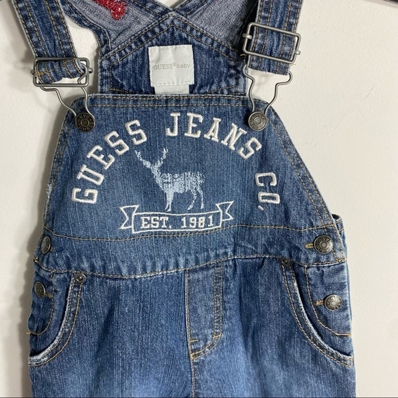 Guess Jeans Denim Overalls 24 months Plaid Accent Kids Toddler Baby - Picture 5 of 6